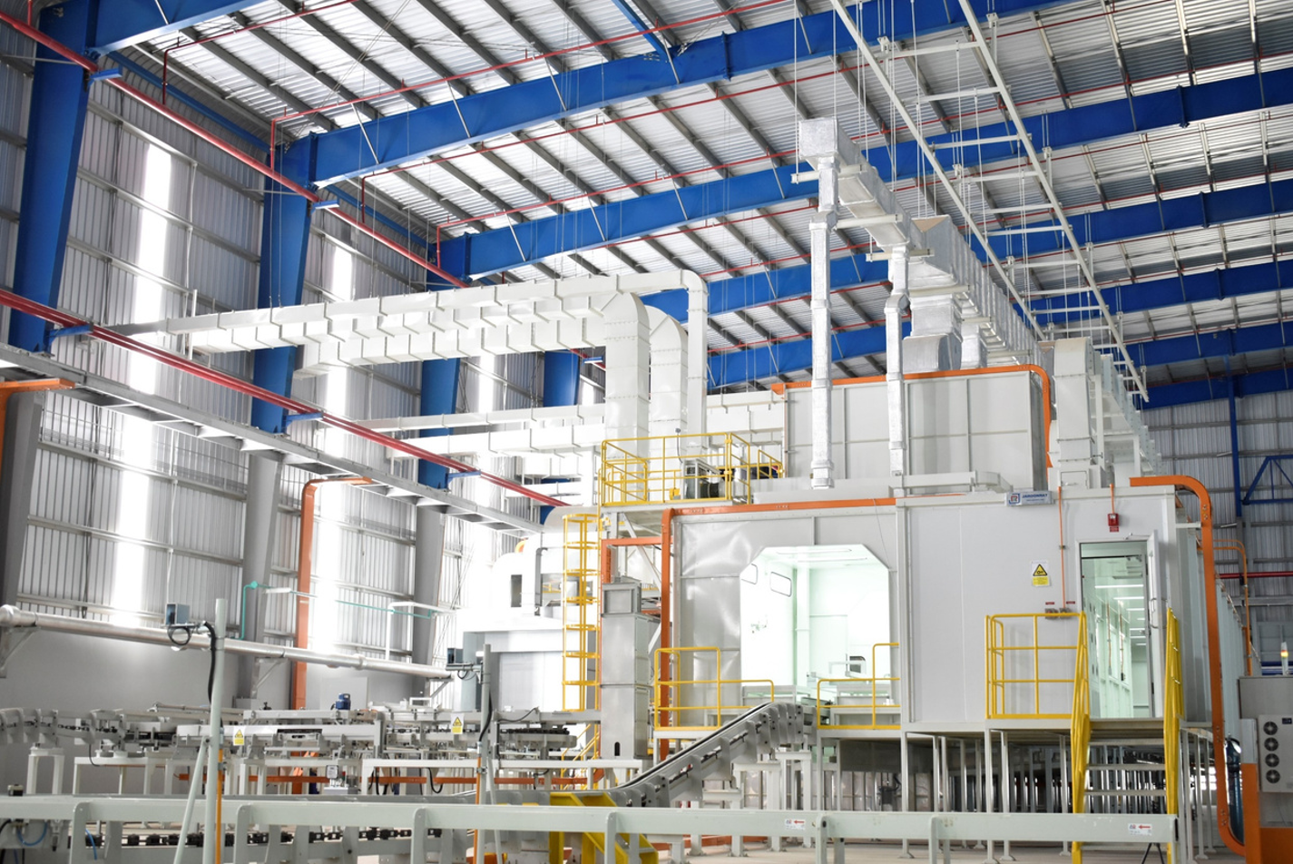 Installed paint booth and conveyor system