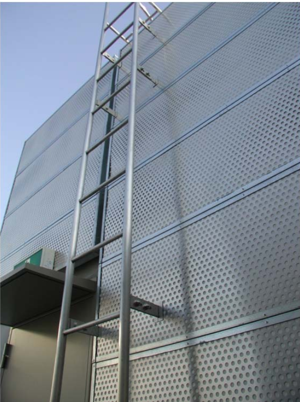 Perforated acoustic panels and access ladder