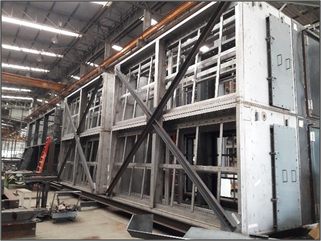 Large steel frame assembly